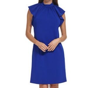 🆕 Calvin Klein Women's Flutter-Sleeve Mock-Neck Dress